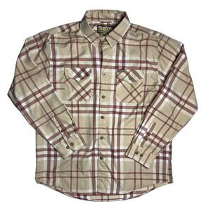 Dixxon Flannel Co The Burleigh Cream Tan Plaid Long Sleeve Shirt Mens Size XL